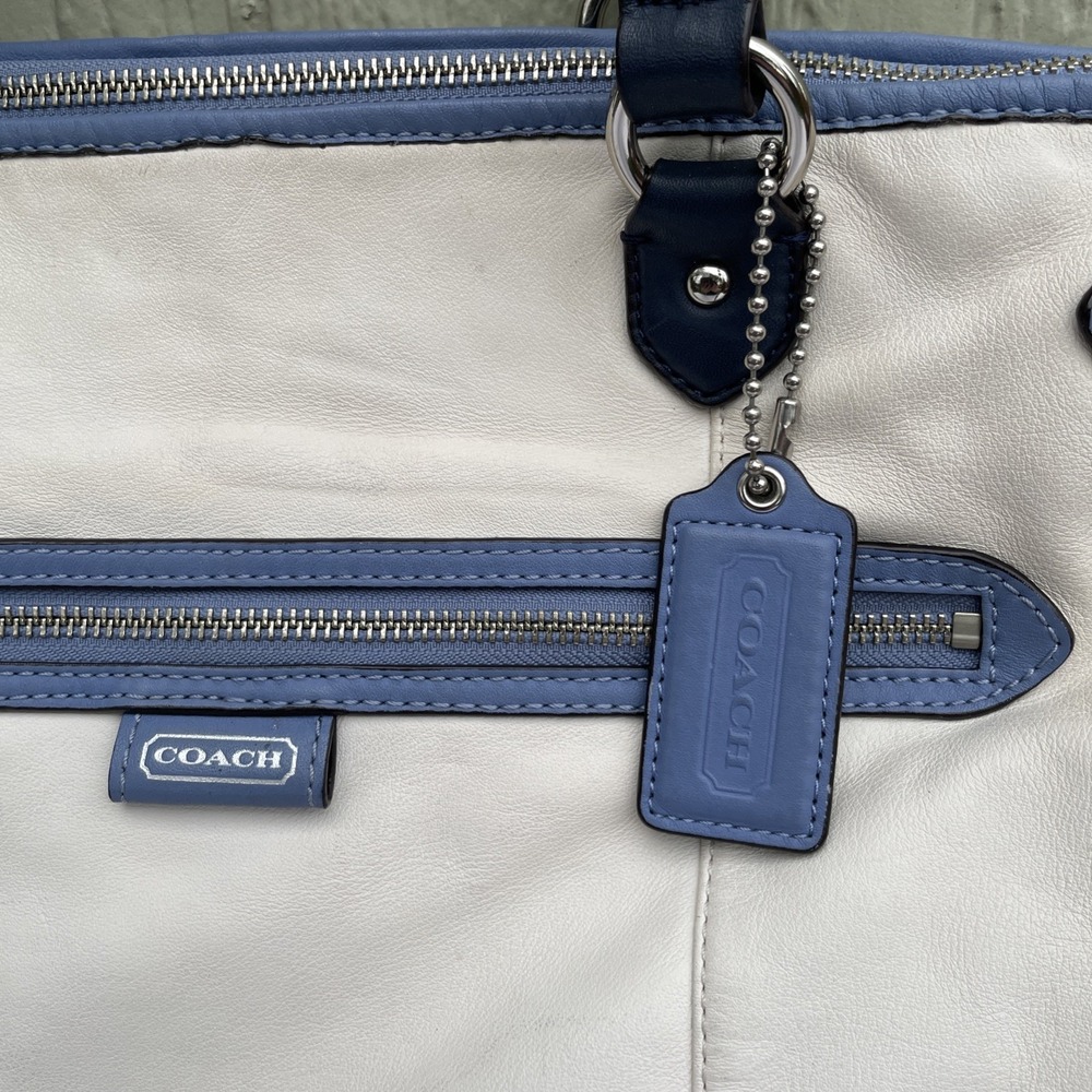 Coach Womens Hangbag Ivy/Blue F23922 Daisy spectator Emma Leather tote bag READ - Picture 3 of 16